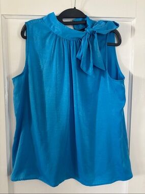 Worthington Turquoise Bow-Neck Sleeveless Blouse